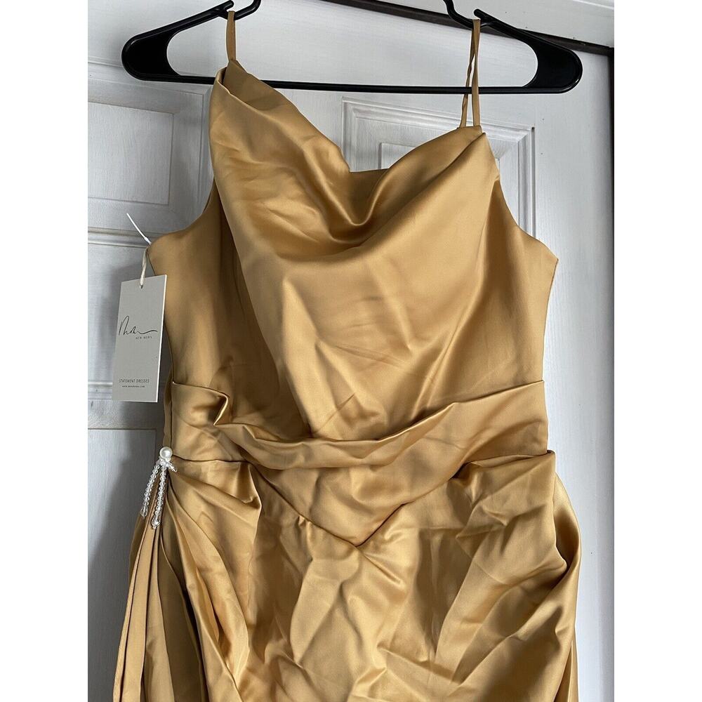 Mew Mews Formal Gown Statement Dress Elegant Gold Sequins Maxi Womens Medium NEW - Picture 5 of 13